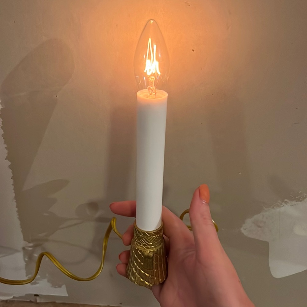 VTG Electric Candle Lamp Solid Brass - Picture 1 of 6